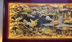 Tranh Đồng Phú Quý Cát Tường Đồng vàng Kích Thước 237*127Cm