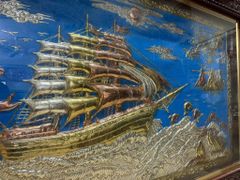 Tranh Đồng Thuận Buồm Xuôi Gió Nền Xanh Dát Tam Khí - KT 230-120