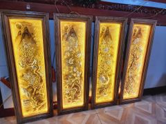 Tranh Tứ Quý Bằng Đồng Vàng Kích Thước 120*40 Cm