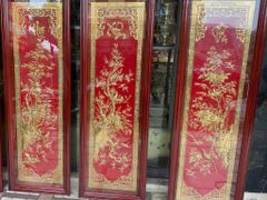 Tranh Tứ quý đồng vàng mạ vàng 24k kích thước 41x127cm