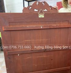 Tranh Trống Đồng Ngũ Phúc Mặt Đúc Khung Gỗ Hương Đỏ Kích Thước 60*60 Cm Khung Vuông