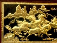 Tranh Đồng Mã Đáo Thành Công 88*155 Cm Nền Đen mạ vàng 24k