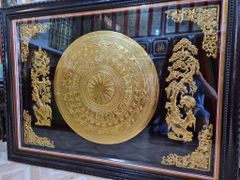 Tranh Trống Đồng Phú Quý Nền Đen Kích Thước 175*125 Cm Khung Chữ Nhật