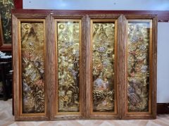 Tranh Tứ Quý Bằng Đồng Vàng Kích Thước 120*40 Cm