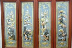 Tranh Tứ Quý Bằng Đồng Vàng nền bạc Kích Thước 120*40 Cm