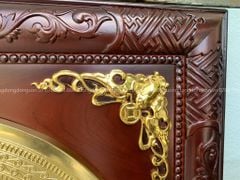Tranh Trống Đồng Mặt Trống Khung Gỗ Hương Dát Vàng 9999 Kích Thước 115*115 Cm Khung Vuông