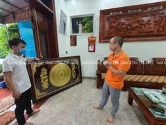 Tranh Trống Đồng Phú Quý Nền Đen Kích Thước 175*125 Cm Khung Chữ Nhật