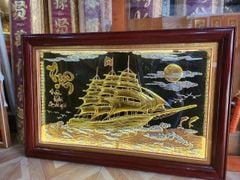 Tranh Đồng Thuận Buồm Xuôi Gió Nền Đen Kích Thước 110*70Cm