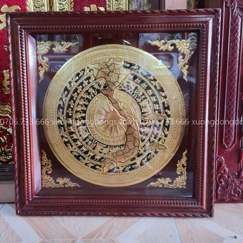Tranh Trống Đồng Mặt Trống Thúc Tay Kích Thước 55*55 Cm Khung Vuông