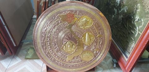 Mặt Trống Đồng Thúc Tay DK 60 Cm Màu Đồng Đỏ Mộc