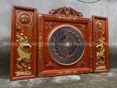 Tranh Trống Đồng Đôi Cá Chép Rời Kích Thước 80*80 Cm Khung Vuông