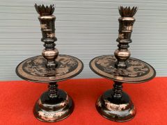 Bộ Đỉnh Đồng Ngũ Sự Đồng Đỏ Phớt Nỉ Nguyên Khối Song Long Chầu Nguyệt Cao 60 Cm