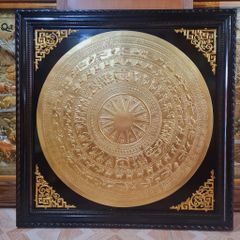 Tranh Trống Đồng Mặt Trống Thúc Tay Kích Thước 100*100 Cm Khung Vuông