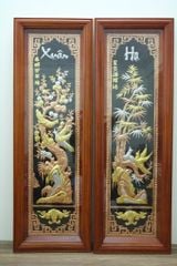 Tranh Tứ Quý Bằng Đồng Đỏ Kích Thước 120*40 Cm