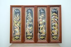 Tranh Tứ Quý Bằng Đồng Đỏ Kích Thước 120*40 Cm