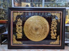 Tranh Trống Đồng Phú Quý Nền Đen Kích Thước 175*125 Cm Khung Chữ Nhật