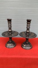 Bộ Ngũ Sự Bằng Đồng Đỏ Khảm Tam Khí Song Long Chầu Nguyệt Cao 60 Cm