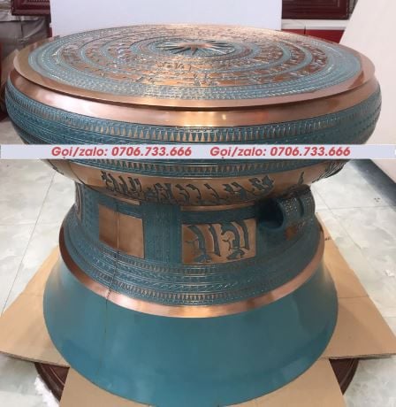 Trống Đồng Đông Sơn Đường Kính 70Cm Cao 58Cm Chất Liệu Đồng Đỏ Màu Theo Yêu Cầu