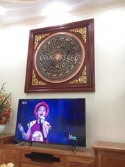 Tranh Trống Đồng Khung Hương Mặt Trống Đúc Kích Thước 100*100 Cm Khung Vuông