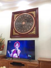 Tranh Trống Đồng Khung Hương Mặt Trống Đúc Kích Thước 120*120 Cm Khung Vuông