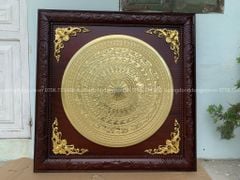 Tranh Trống Đồng Mặt Trống Khung Gỗ Hương Dát Vàng 9999 Kích Thước 115*115 Cm Khung Vuông