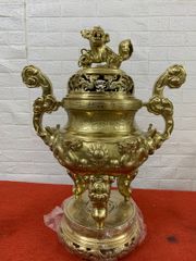 Bộ Tam Sự Hạc Bằng Đồng Cát Tút Song Long Chầu Nguyệt Cao 50 Cm