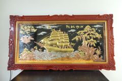 Tranh Đồng Thuận Buồm Xuôi Gió 197*107 Cm Khung Dát Vàng