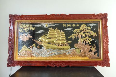 Tranh Đồng Thuận Buồm Xuôi Gió 230*120 Cm Khung Dát Vàng