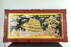Tranh Đồng Thuận Buồm Xuôi Gió 170*90 Cm Nền Đen Dát Vàng Bạc