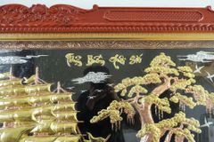 Tranh Đồng Thuận Buồm Xuôi Gió 170*90 Cm Nền Đen Dát Vàng Bạc