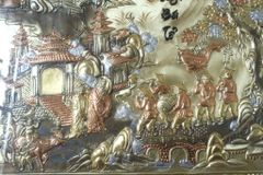 Tranh Đồng Vinh Quy Bái Tổ- Đồng Vàng- Kích Thước 170 x90 Cm- Khung Gỗ Sồi - Dát Vàng Khung
