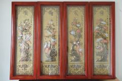 Tranh Tứ Quý Tùng Trúc Cúc Mai Kích Thước 120*40 Cm