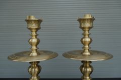 Bộ Tam Sự Nến Bằng Đồng Vàng Song Long Chầu Nguyệt- Đỉnh Vuông - Cao 60cm
