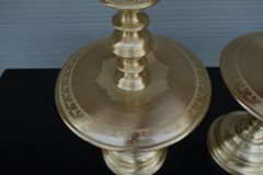 Bộ Tam Sự Nến Bằng Đồng Vàng Song Long Chầu Nguyệt- Đỉnh Vuông - Cao 60cm