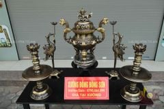 Bộ Ngũ Sự Bằng Đồng Vàng Hoa Sòi Màu Hai Công Nghệ Cao 60 Cm