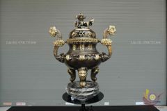 Bộ Ngũ Sự Bằng Đồng Vàng Hoa Sòi Màu Hai Công Nghệ Cao 50 Cm