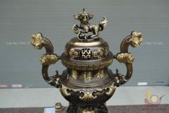 Bộ Ngũ Sự Bằng Đồng Vàng Hoa Sòi Màu Hai Công Nghệ Cao 50 Cm