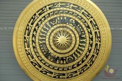 Mặt Trống Đồng Đúc DK 80 Cm Không Bản Đồ - Dát Vàng 18K - Vẽ Nền Đen