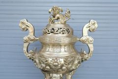 Bộ Ngũ Sự Bằng Đồng Vàng Song Long Chầu Nguyệt Cao 50 Cm