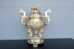 Bộ Ngũ Sự Bằng Đồng Vàng Song Long Chầu Nguyệt Cao 50 Cm