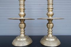 Bộ Tam Sự Nến Bằng Đồng Vàng Song Long Chầu Nguyệt Cao 60 Cm - Chữ Việt