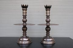 Bộ Đỉnh Đồng Ngũ Sự Đồng Đỏ Khảm Tam Khí Hoa Sòi Cao 60 Cm