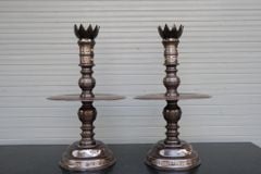 Bộ Đỉnh Đồng Ngũ Sự Đồng Đỏ Khảm Tam Khí Hoa Sòi Cao 60 Cm