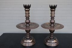 Bộ Đỉnh Đồng Ngũ Sự Đồng Đỏ Khảm Tam Khí Hoa Sòi Cao 60 Cm