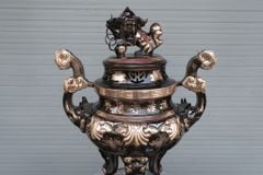 Bộ Ngũ Sự Bằng Đồng Đỏ Phớt Nỉ Nguyên Khối Hoa Sòi Cao 60 Cm