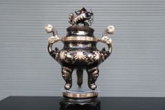 Bộ Ngũ Sự Bằng Đồng Đỏ Phớt Nỉ Nguyên Khối Hoa Sòi Cao 60 Cm