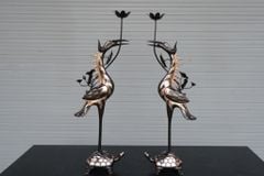 Bộ Ngũ Sự Bằng Đồng Đỏ Phớt Nỉ Nguyên Khối Hoa Sòi Cao 60 Cm