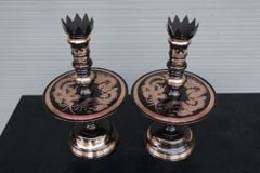 Bộ Ngũ Sự Bằng Đồng Đỏ Phớt Nỉ Nguyên Khối Hoa Sòi Cao 60 Cm