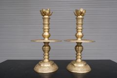 Bộ Ngũ Sự Bằng Đồng Vàng Song Long Chầu Nguyệt Cao 60 Cm+ Bình Sen Đồng + Bát Hương