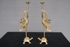 Bộ Ngũ Sự Bằng Đồng Vàng Song Long Chầu Nguyệt Cao 60 Cm